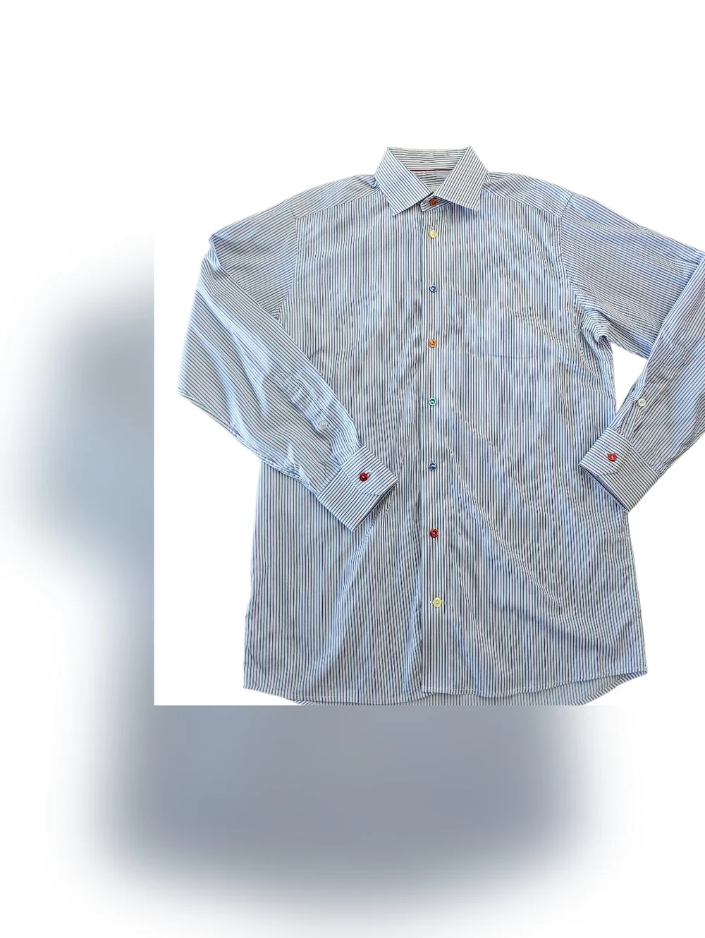 ETON Contemporary Men's Dress Shirt Size 39, 15 1/2 Striped W/Colored Buttons - Picture 2 of 10